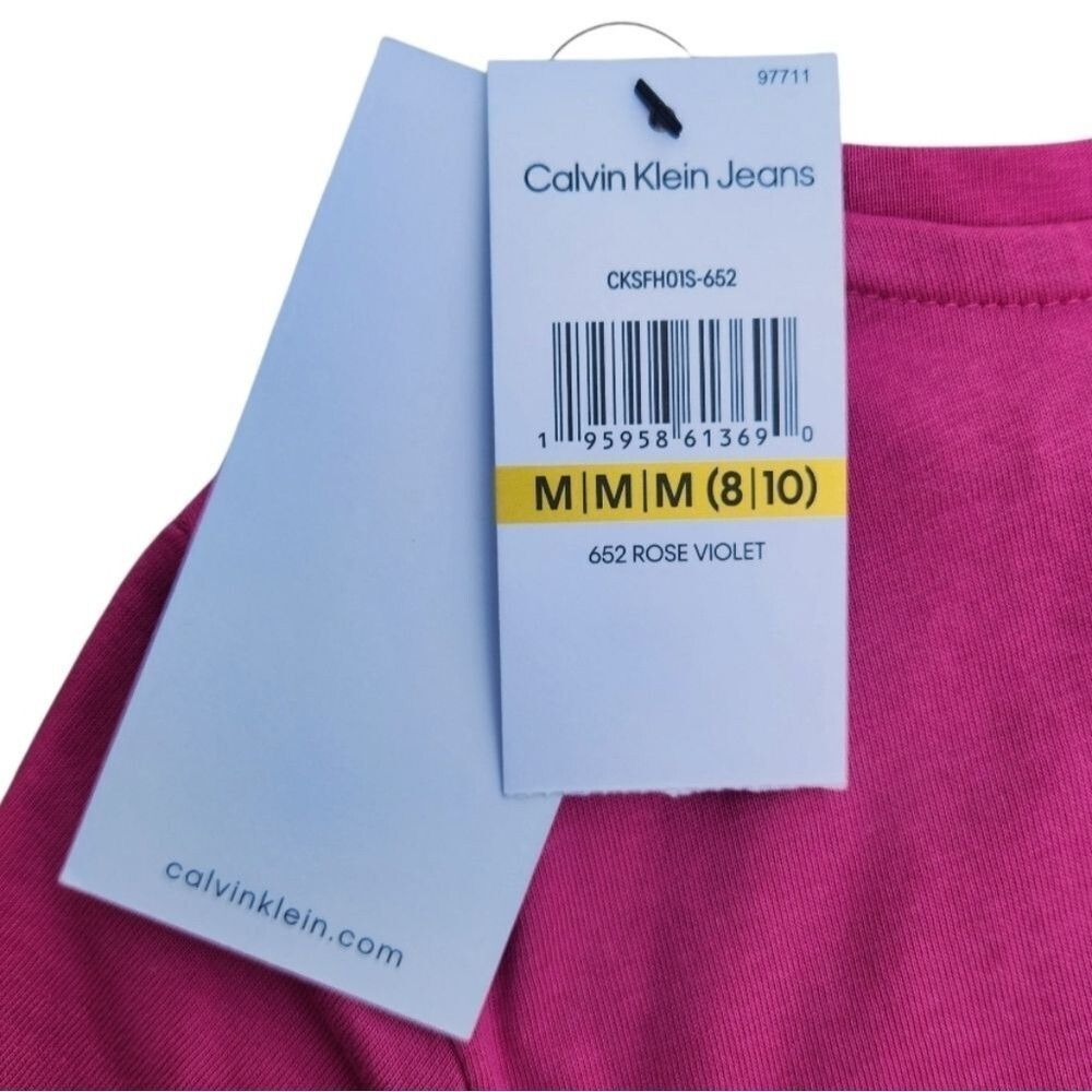 Calvin Klein Girls Dress Pink Casual Dress With Sequins Logo Size M (8-10 Y) - Picture 7 of 11